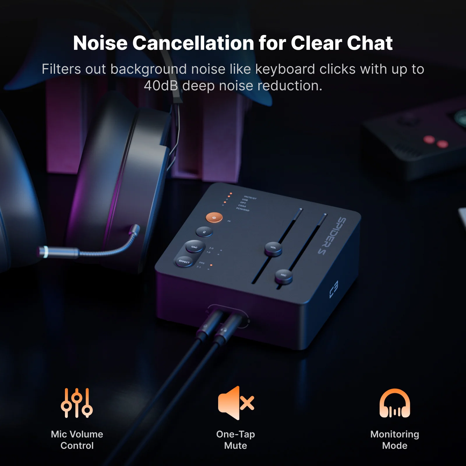 Fosi Audio StepSense C3 Gaming Audio DAC & Headphone Amp - Image 5