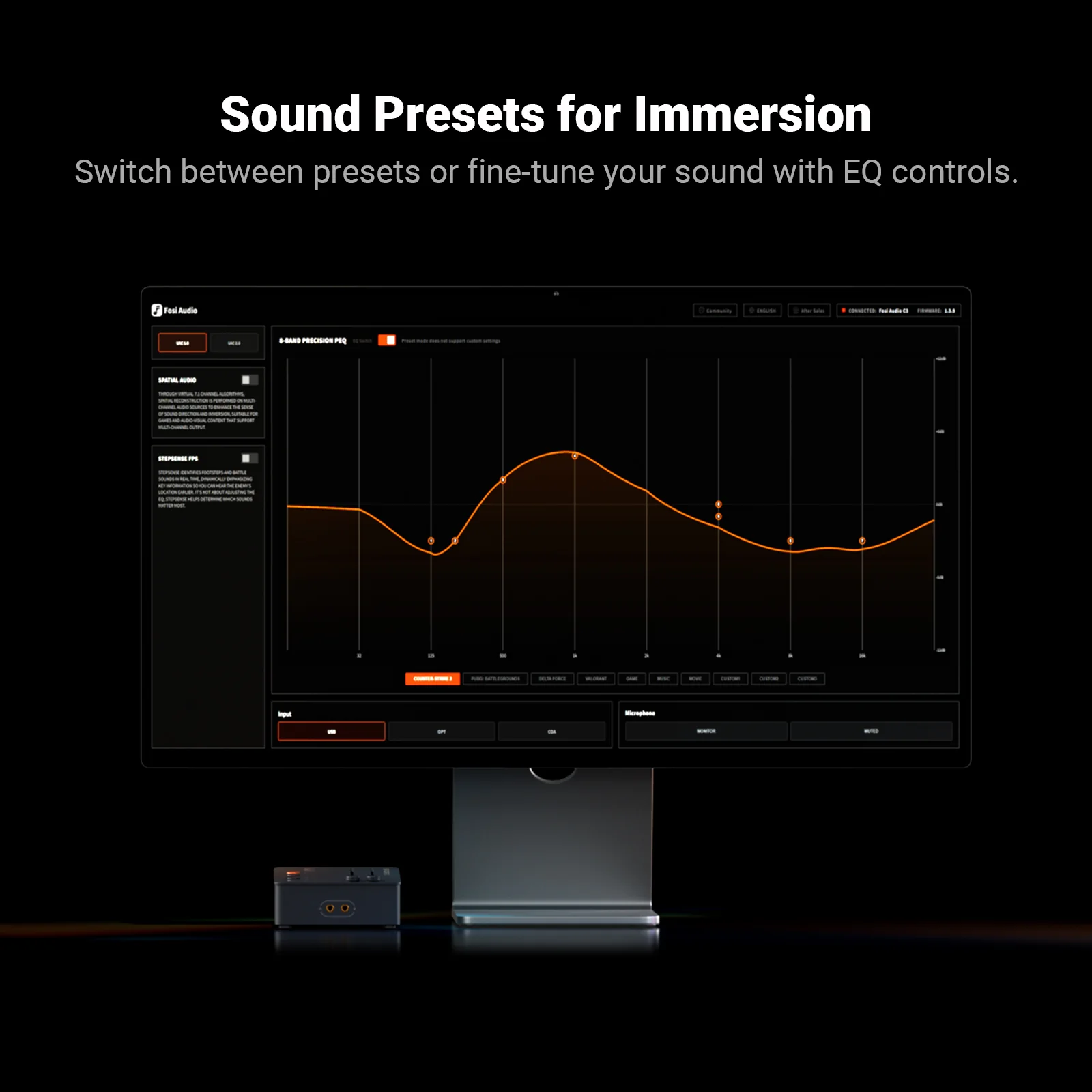 Fosi Audio StepSense C3 Gaming Audio DAC & Headphone Amp - Image 6