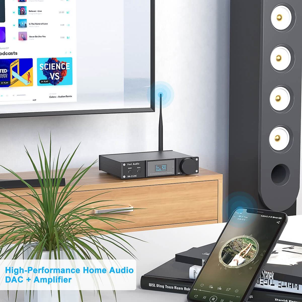 DA2120C 2.1-Channel Wireless DAC Amplifier with EQ Control | 120W×2 @ 4Ω Max Output - Image 3