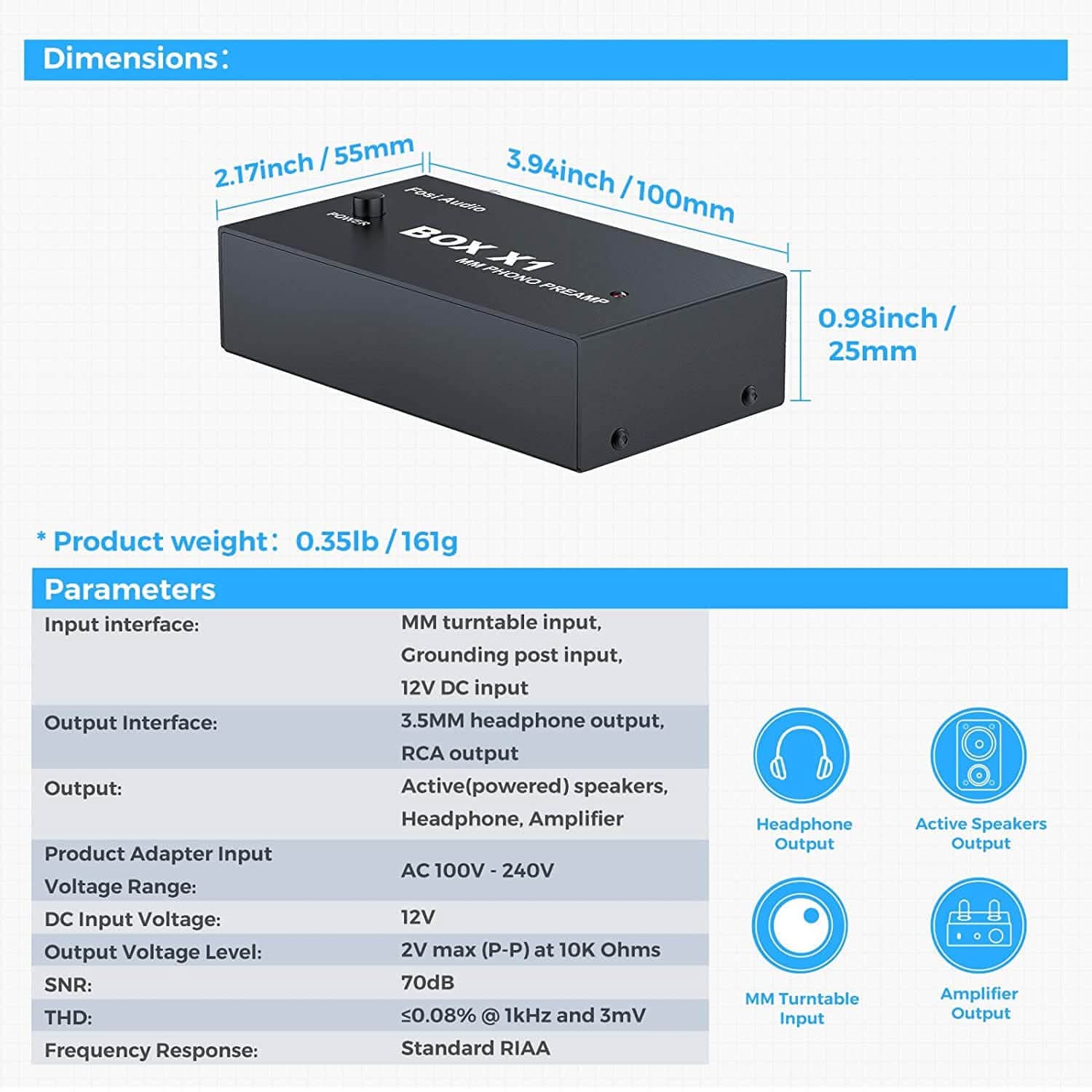 Fosi Audio BOX X1 MM Turntable Phono Preamp - Image 5