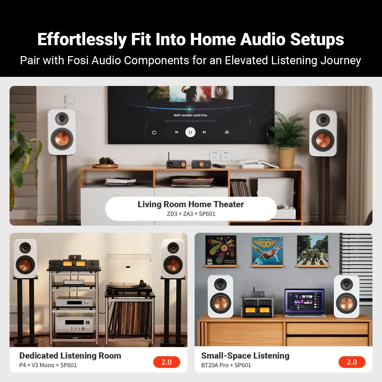 Fosi Audio SP601 Bookshelf Passive Speakers - Image 7